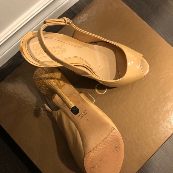 Gucci Leather sling back beige heels 36 - Picture 2 of 6